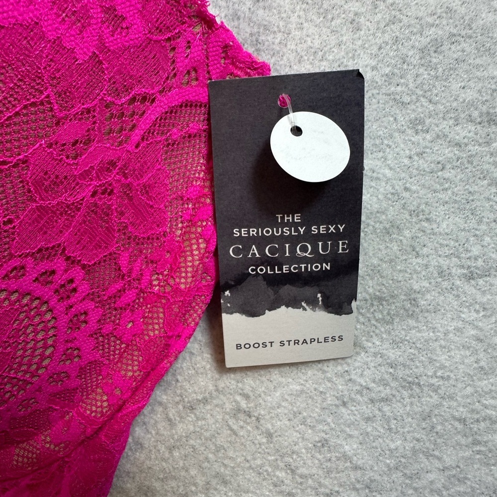 Cacique Lace Boost Multi-Way Strapless Bra Confetti Pink Size 44DD NEW NWT - Picture 6 of 8